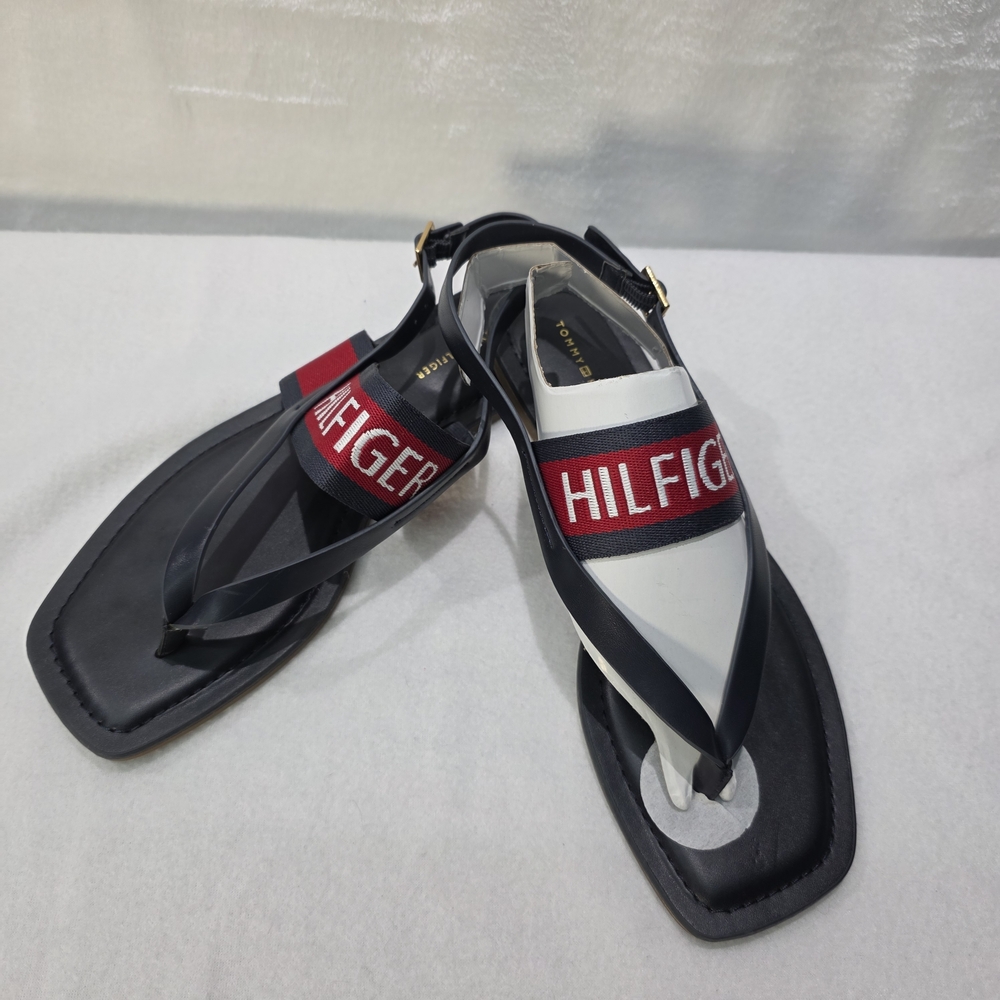 Tommy Hilfiger Blue, White & Red Logo Strap Sandals Size 9 NEW